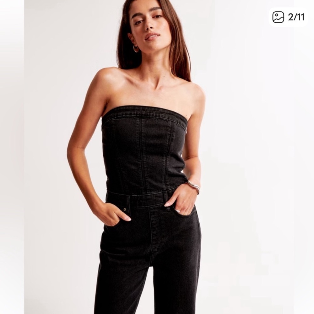 Abercrombie & Fitch Women's Black Denim Jumpsuit